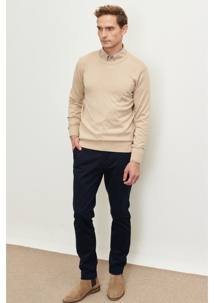 ALTINYILDIZ CLASSICS Erkek Bej Standart Fit Normal Kesim Bisiklet Yaka Yünlü Rahat Triko Kazak fiyatları