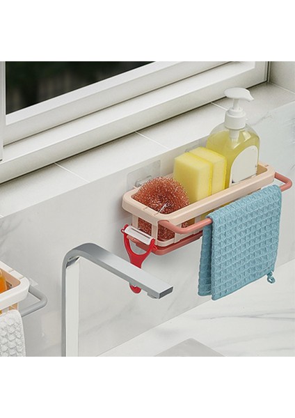 Lavabo Depolama Rafı Sabun Tutucu Havlu Tutucu Bulaşık Kumaş Askı Banyo Pembe (Yurt Dışından)