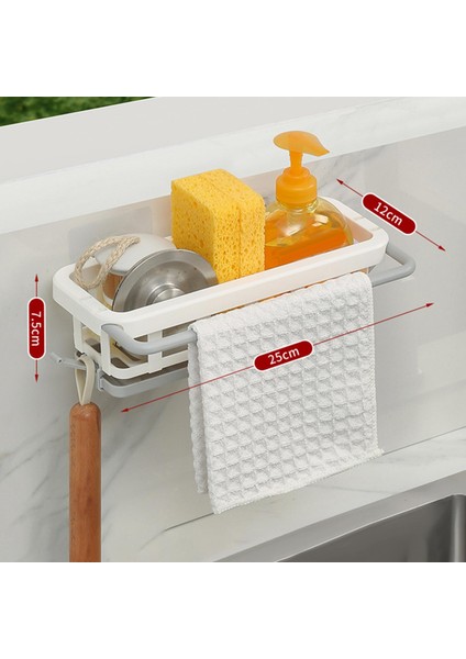 Lavabo Depolama Raf Sabun Tutucu Havlu Tutucu Bulaşık Bez Askı Banyo Beyaz (Yurt Dışından)
