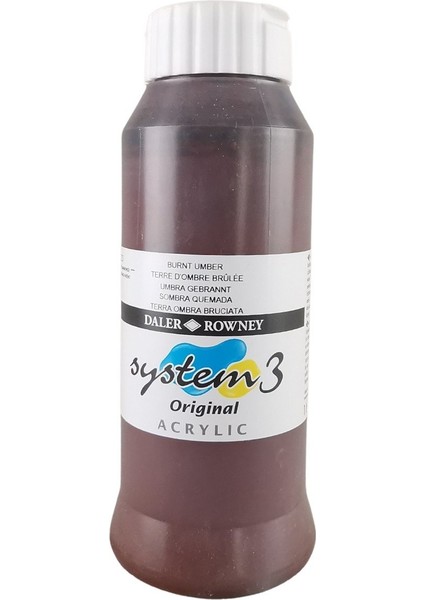 System 3 Akrilik Boya 1000ML 223 Burnt Umber