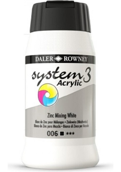 System 3 Akrilik Boya 500ML 006 Zinc Mix White