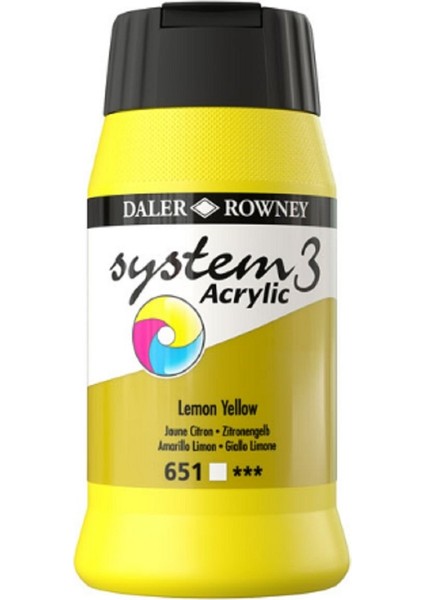 System 3 Akrilik Boya 500ML 651 Lemon Yellow