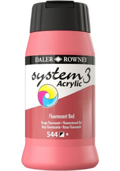 System 3 Akrilik Boya 500ML 544 Fluoro Red