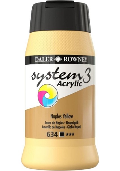 System 3 Akrilik Boya 500ML 634 Naples Yellow