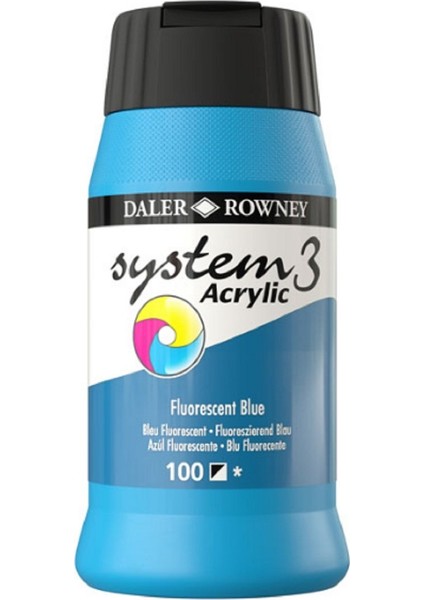 System 3 Akrilik Boya 500ML 100 Fluoro Blue