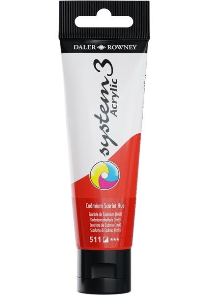System 3 Akrilik Boya 150ML 511 Cadmium Scarlet Hue