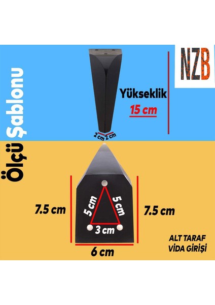 Lüks Mobilya Kanepe Sehpa Tv Ünitesi Koltuk Ayağı 15 cm Siyah Baza Ayak indirimleri
