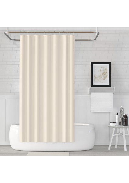 Krem Duşakabin Perdesi-Tek Kanat Banyo Perdesi, 180X200CM Polyester Kumaş Duş Perdeleri