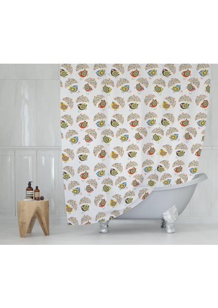 Duş Perdesi Seti, 12 Adet C Halkalı Banyo Perdesi-Banyo Duş Perdeleri-Banyo Aksesuarları