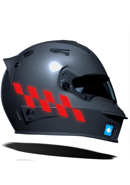 Reflektif Kırmızı Damalı Kask Motosiklet Sticker Takımı Çınar Extreme