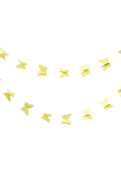 Düğün Doğum Günü Parti Dekoru Kağıt Kelebek Dizesi Açık Sarı modelleri