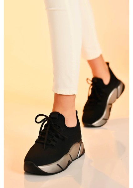 - Günlük Kadın Sneaker Bağcıklı Triko Esnek Hafif ve Kalın Taban Yürüyüş Spor Ayakkabı fiyatları