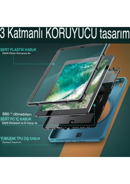 Apple Ipad Pro 4. Nesil M2 2022 11 Inç Kılıf Kalem Bölmeli Tank Boyun Askılı Kapak