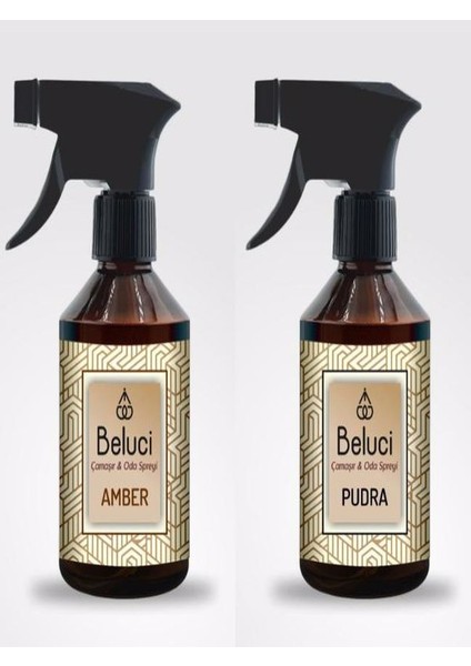 Pudra + Amber Oda ve Çamaşır Spreyi Koku Giderici 2 x 250 ml