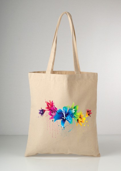 Çiçekler Flowers Tote Bez Çanta