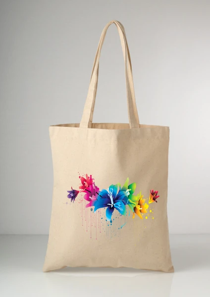 Çiçekler Flowers Tote Bez Çanta