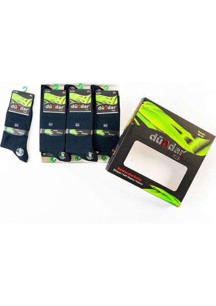 Erkek 12"li Lacivert Dört Mevsim Bambu Dikişsiz Çorap Solmayan Renk