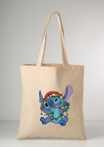 Stitch Yılbaşı Christmas Yeniyıl Hediyelik Tote Bez Çanta
