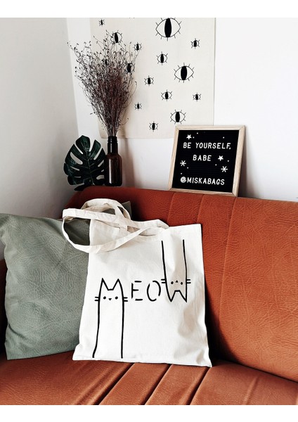 Meov Cat Tote Tasarımlı Bez Çanta