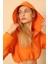 Jakar Kumaş Kapüşonlu Soğan Desen Kadın Crop Sweat-Oranj 1