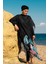 Siyah Kadın Tesettür Mayo Üzerine Kaftan Kimono Pareo P2203 2