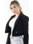 Siyah Kruvaze Yaka Kaşe Crop Astarlı Blazer Ceket 0105125.01 3