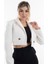 Ekru Kruvaze Yaka Kaşe Crop Astarlı Blazer Ceket 0105125.147 1