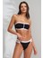 Pierre Cardin Soft Pedli Fermuarlı Straplez Bikini Takım Siyah&beyaz  231201 3