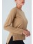 Vanessa Pullover Merino Yünlü Yanları Yırtmaçlı Ince Kadın Triko Kazak Camel Melanj 4