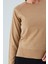 Vanessa Pullover Merino Yünlü Yanları Yırtmaçlı Ince Kadın Triko Kazak Camel Melanj 5