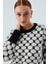 Donna Pullover Petek Desenli Kadın Triko Kazak Siyah/ekru 3