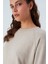 Nell Pullover Yanları Yırtmaçlı 3/4 Kol Ince Kadın Triko Kazak bej Melanj 3