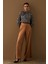 Yırtmaç Detaylı Saten Pantolon - Camel 2