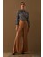 Yırtmaç Detaylı Saten Pantolon - Camel 4