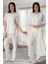 t 5044 Ekru Kolları Güpürlü Sabahlıklı Lohusa Pijama Takımı 1