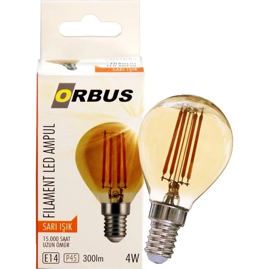 Orbus PA45 4W Filament Bulb Mini Top Amber E14 300LM Ampul - 2200K Sarı Işık