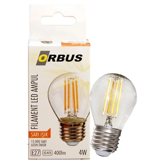 Orbus GC45 4W Filament Bulb Mini Top Şeffaf E27 300LM Ampul - 2700K Sarı Işık