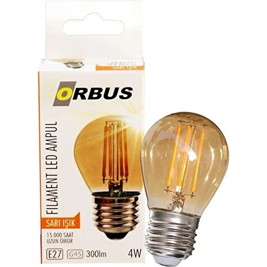 Orbus GA45 4W Filament Bulb Mini Top Amber E27 300LM Ampul - 2200K Sarı Işık