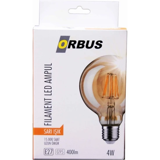 Orbus G95 4W Filament Bulb Amber E27 RA80 220- 240V/50Hz Ampul - 2200K Sarı Işık
