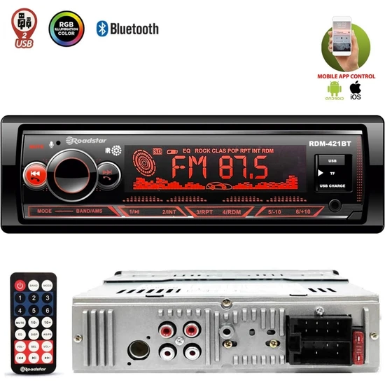 Roadstar RDM-421BT 4X50W Bt/2xusb/sd/fm/aux Oto Teyp