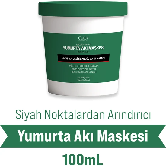 Clasy Care Gözenek Sıkılaştırıcı ve Siyah Nokta Arındırıcı Yumurta Akı Maskesi 100ML Egg White Pore Mask