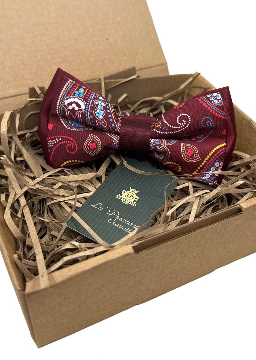 La Pescara Bordo Şal Desen Papyon P1714 Özel Günler İçin %100 İthal Mikrofiber Kumaş