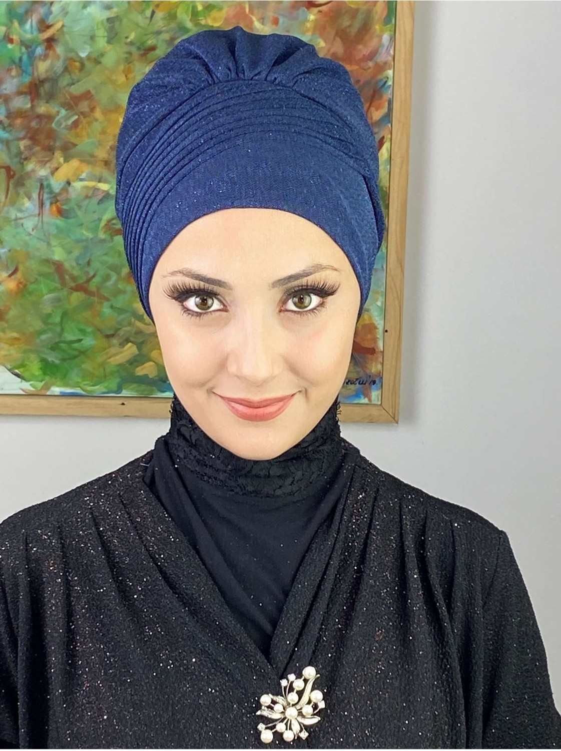 Butik Ambar Saray Model Lila Simli Yan Drapeli Dış Bone