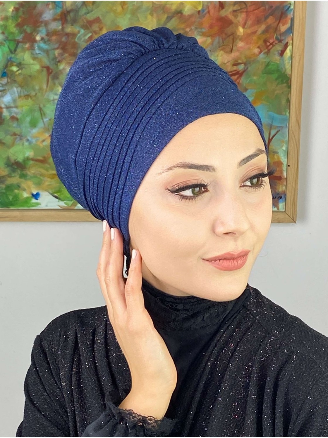Butik Ambar Saray Model Lila Simli Yan Drapeli Dış Bone görsel 2
