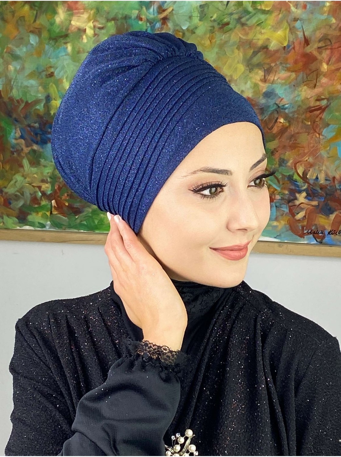 Butik Ambar Saray Model Lila Simli Yan Drapeli Dış Bone görsel 3
