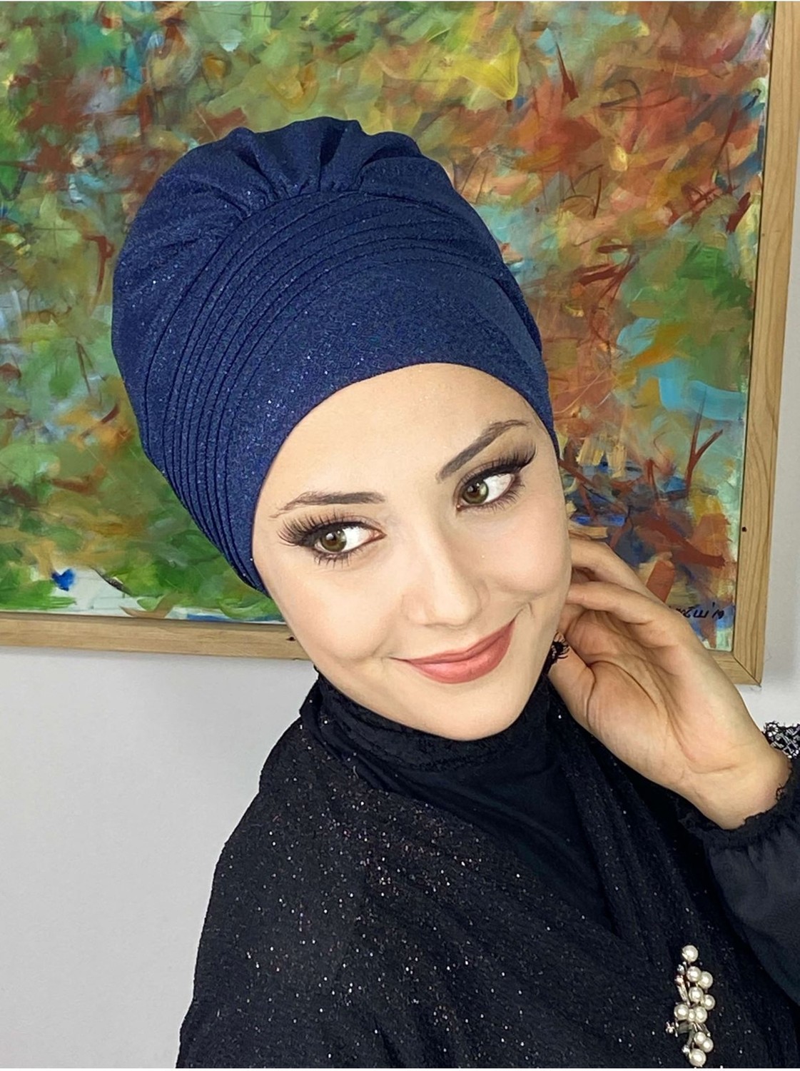 Butik Ambar Saray Model Lila Simli Yan Drapeli Dış Bone görsel 4