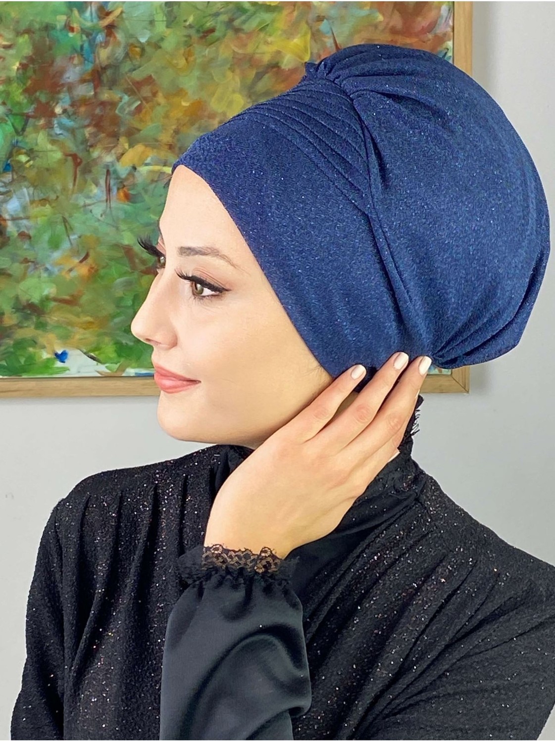 Butik Ambar Saray Model Lila Simli Yan Drapeli Dış Bone görsel 5