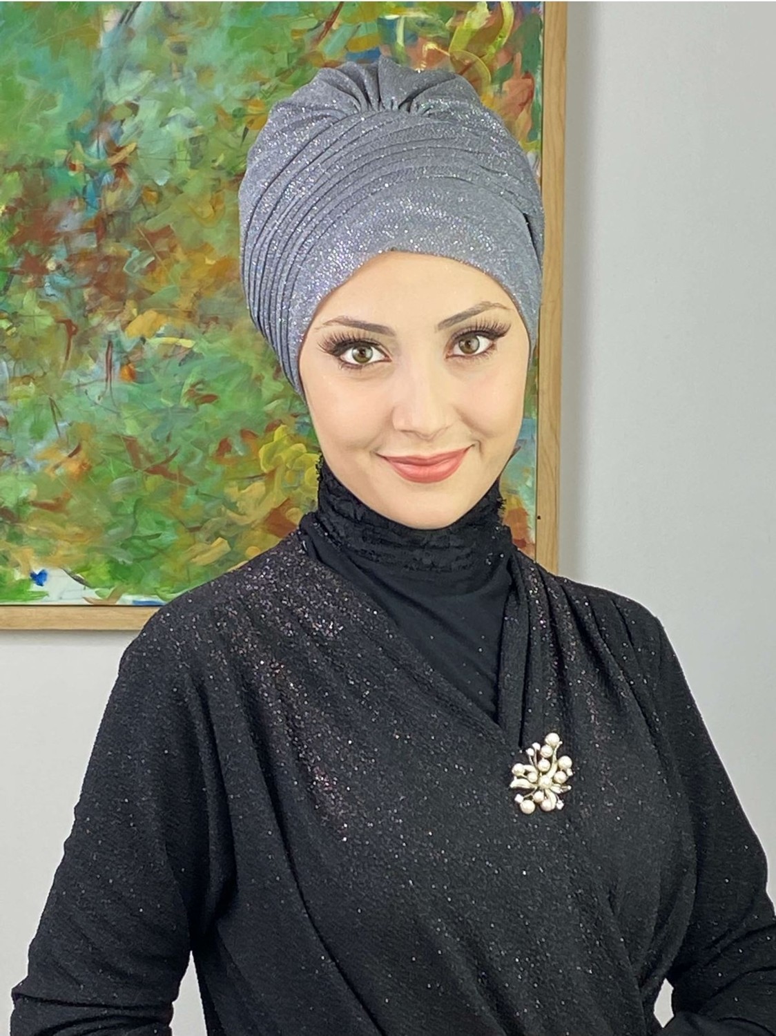 Butik Ambar Saray Model Lila Simli Yan Drapeli Dış Bone görsel 7