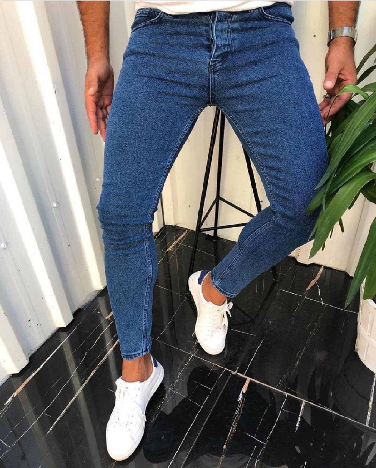 Moda Fine Erkek Mavi Denım Slimfit Likralı Jean Kot pantolon
