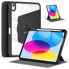 MTK Moveteck iPad Air 5 2022 10.9 Kalem Tutuculu Kılıf 360 Dönen Standlı Uyku Modlu Folio 360 Derece Dönen Şeffaf Arka Kapak